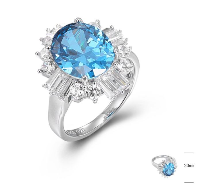 SJ43602, Ladies' Moissanite Ring, S925, Rhodium Plated, White, 5.14g