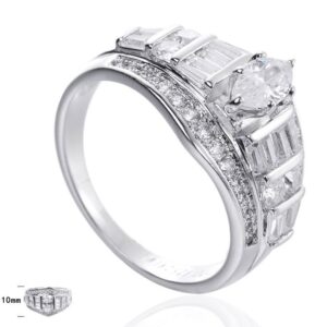SJ22846, Ladies' Moissanite Ring, S925, Rhodium Plated, White, 4.75g