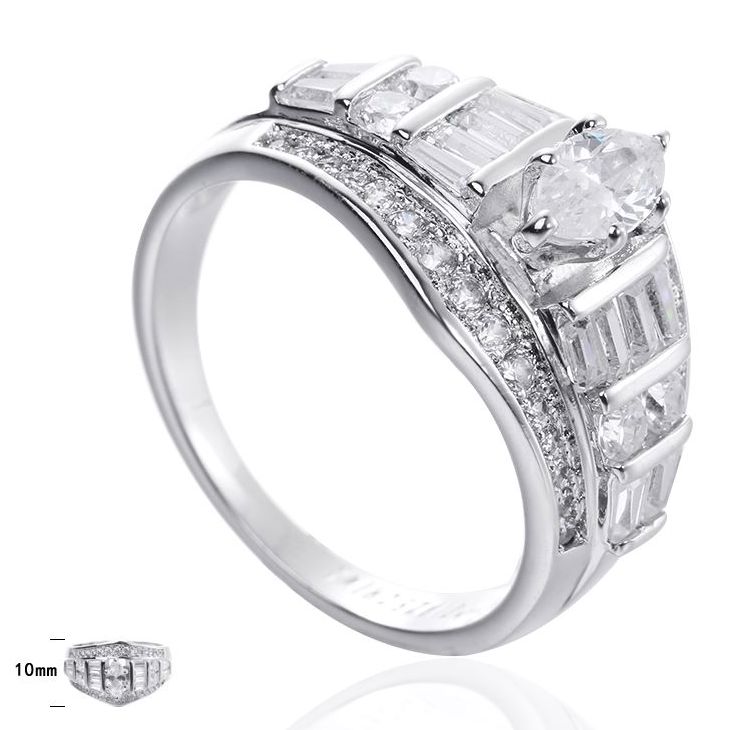 SJ22846, Ladies' Moissanite Ring, S925, Rhodium Plated, White, 4.75g
