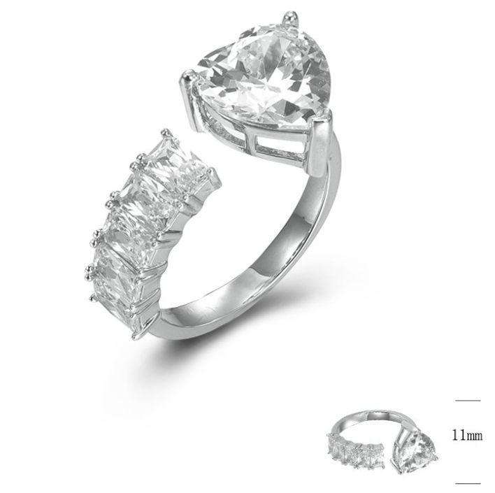 SJ44801, Ladies' Moissanite Ring, S925, Rhodium Plated, White, 3.7g