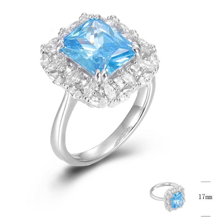 SJ46031, Ladies' Moissanite Ring, S925, Rhodium Plated, White, 5.59g