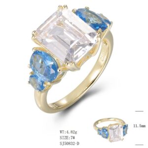 SJ50832, Ladies' Moissanite Ring, S925, Rhodium Plated, White, 4.61g