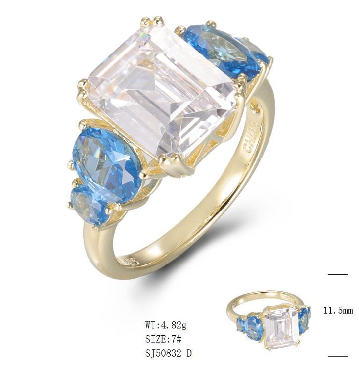 SJ50832, Ladies' Moissanite Ring, S925, Rhodium Plated, White, 4.61g