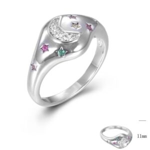 SJ45690, Ladies' Moissanite Ring, S925, Rhodium Plated, White, 4g