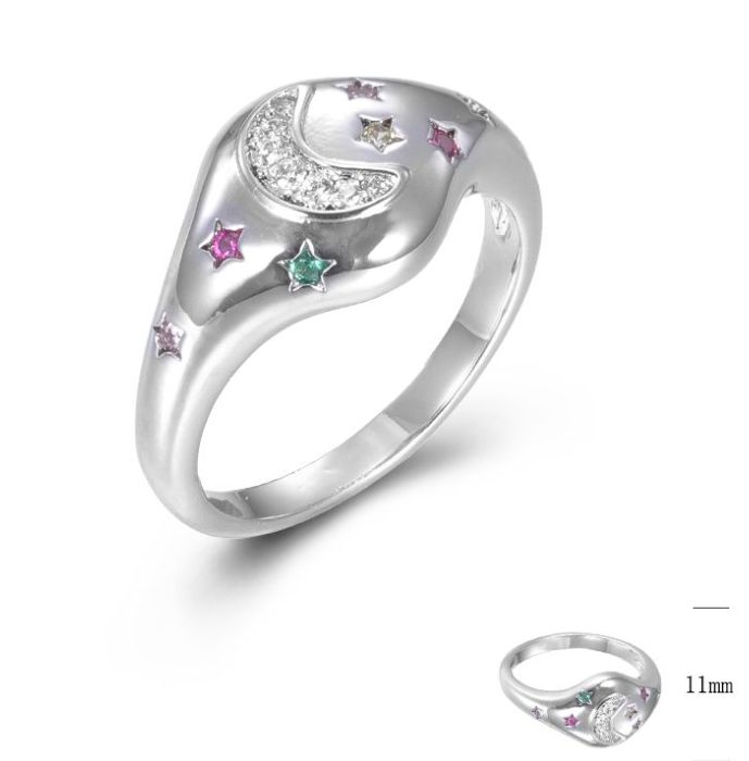 SJ45690, Ladies' Moissanite Ring, S925, Rhodium Plated, White, 4g