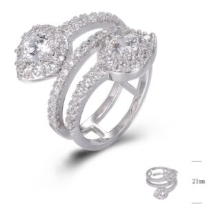 SJ48120, Ladies' Moissanite Ring, S925, Rhodium Plated, White, 5.71g