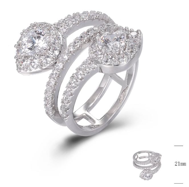 SJ48120, Ladies' Moissanite Ring, S925, Rhodium Plated, White, 5.71g