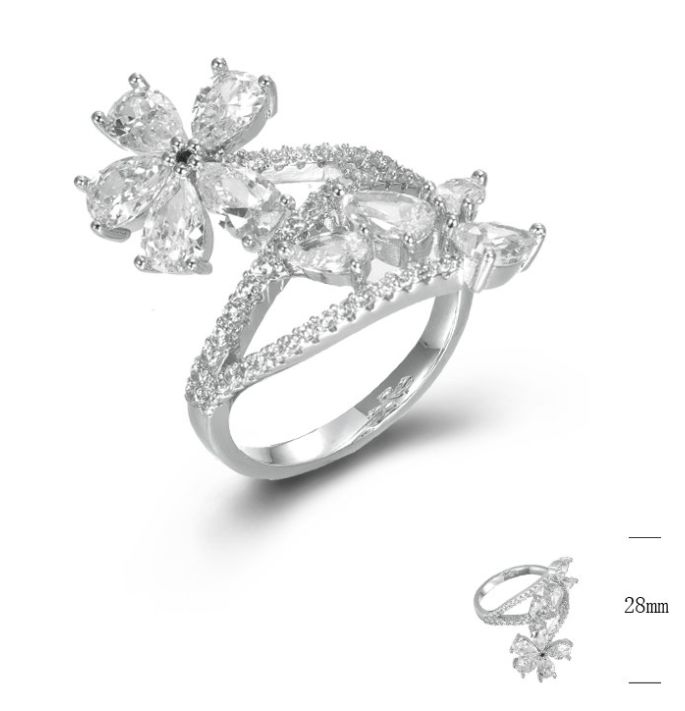 SJ44815, Ladies' Moissanite Ring, S925, Rhodium Plated, White, 5.7g