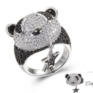 SJ38799-C, Ladies' Moissanite Ring, S925, Rhodium + Black Rhodium Plated, Silver, 9.14g