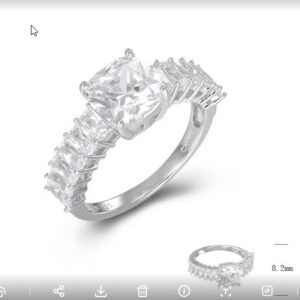 SJ48197, Ladies' Moissanite Ring, S925, Rhodium Plated, White, 4.01g