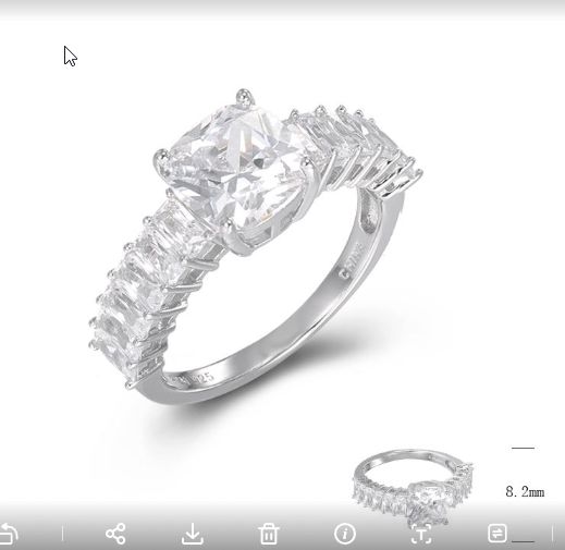 SJ48197, Ladies' Moissanite Ring, S925, Rhodium Plated, White, 4.01g
