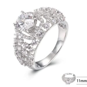 SJ40137, Ladies' Moissanite Ring, S925, Rhodium Plated, White, 4.84g
