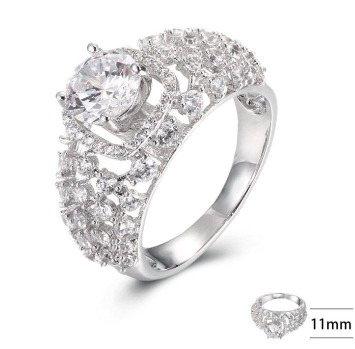 SJ40137, Ladies' Moissanite Ring, S925, Rhodium Plated, White, 4.84g