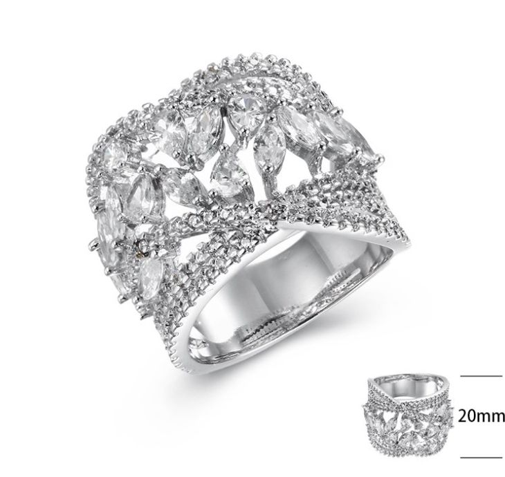 SJ41124, Ladies' Moissanite Ring, S925, Rhodium Plated, White, 5.83g