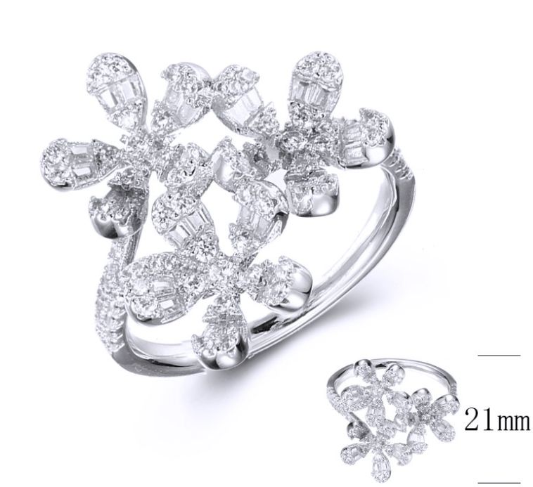 SJ36473, Ladies' Moissanite Ring, S925, Rhodium Plated, White, 3.82g