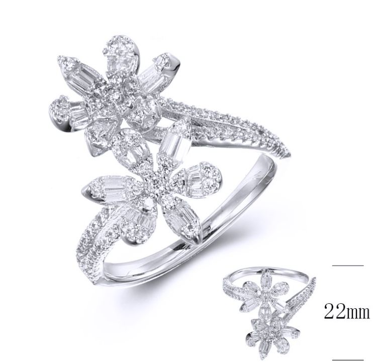 SJ36474, Ladies' Moissanite Ring, S925, Rhodium Plated, White, 3.74g