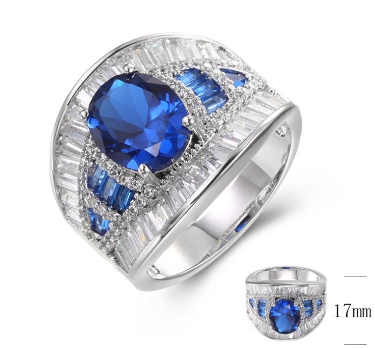 SJ37814, Ladies' Moissanite Ring, S925, Rhodium Plated, White, 6.83g