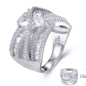 SJ32792, Ladies' Moissanite Ring, S925, Rhodium Plated, White, 8.633g