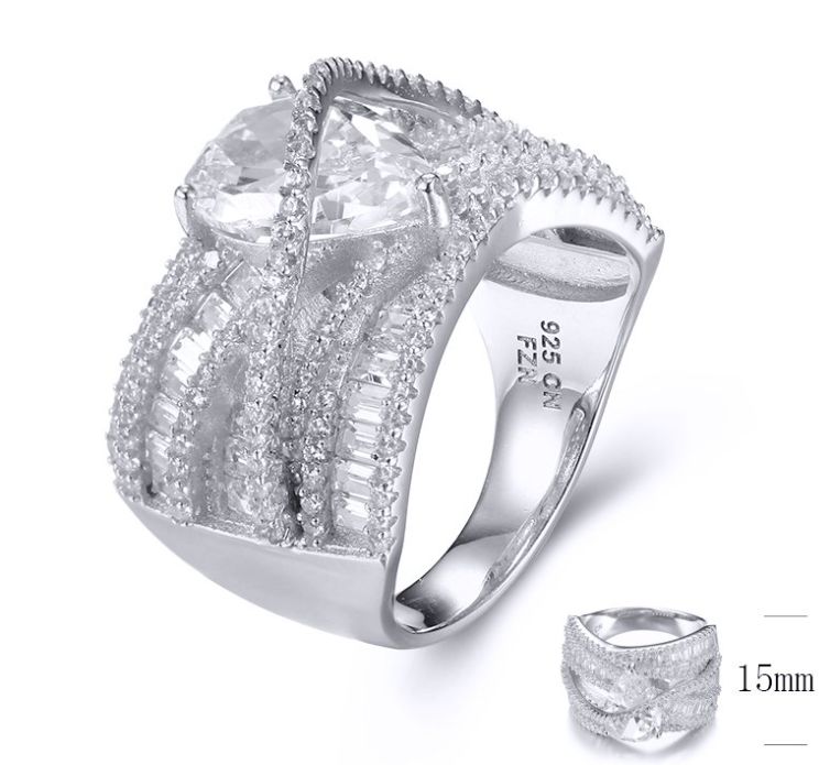 SJ32792, Ladies' Moissanite Ring, S925, Rhodium Plated, White, 8.633g