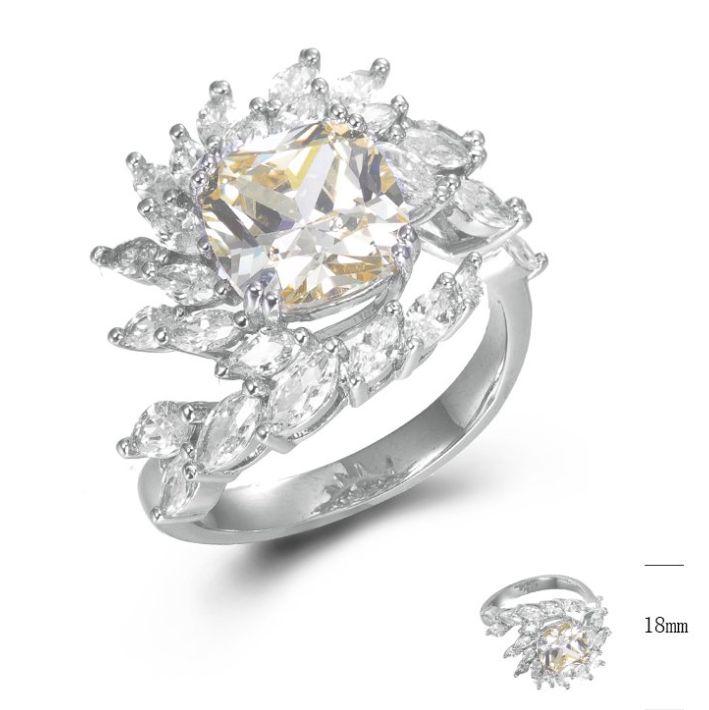 SJ44825, Ladies' Moissanite Ring, S925, Rhodium Plated, White, 5.767g