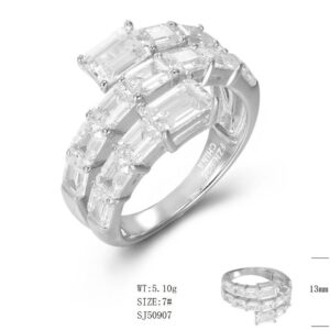 SJ50907, Ladies' Moissanite Ring, S925, Rhodium Plated, White, 5.533g