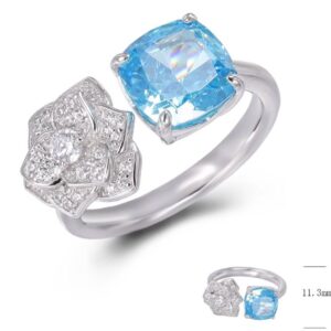 SJ49125, Ladies' Moissanite Ring, S925, Rhodium Plated, White, 5.733g