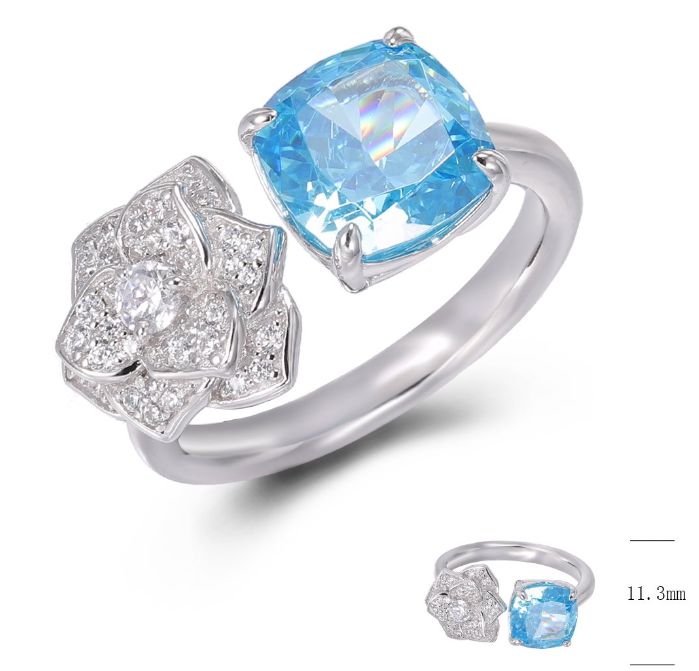 SJ49125, Ladies' Moissanite Ring, S925, Rhodium Plated, White, 5.733g