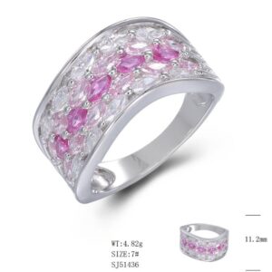 SJ51436, Ladies' Moissanite Ring, S925, Rhodium Plated, White, 5.267g