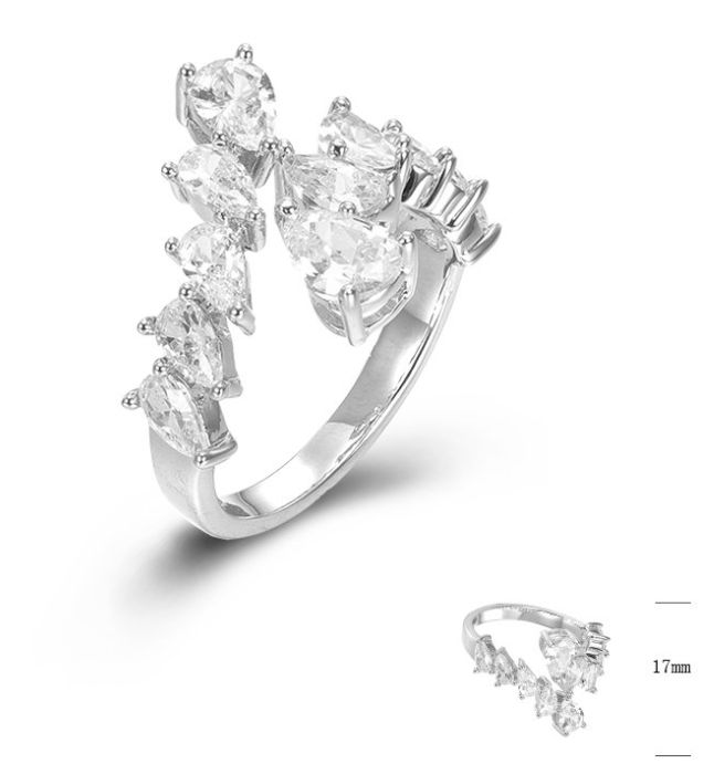 SJ45550, Ladies' Moissanite Ring, S925, Rhodium Plated, White, 4.175g