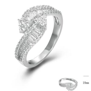 SJ44884, Ladies' Moissanite Ring, S925, Rhodium Plated, White, 2.867g
