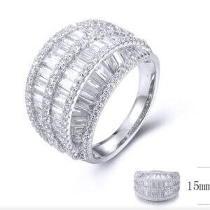 SJ33885, Ladies' Moissanite Ring, S925, Rhodium Plated, White, 7.233g