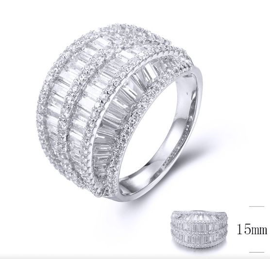 SJ33885, Ladies' Moissanite Ring, S925, Rhodium Plated, White, 7.233g