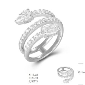 SJ50773, Ladies' Moissanite Ring, S925, Rhodium Plated, White, 4.833g