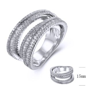 SJ38564, Ladies' Moissanite Ring, S925, Rhodium Plated, White, 11.843g