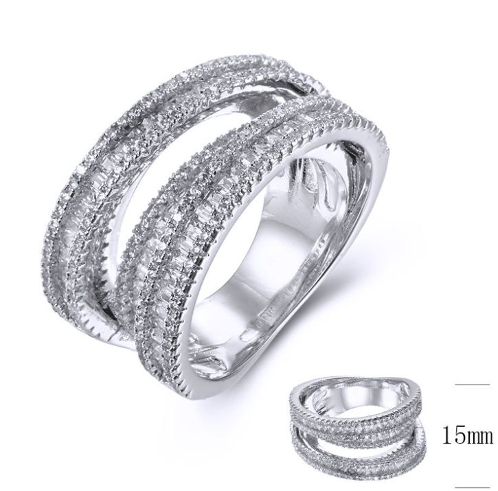 SJ38564, Ladies' Moissanite Ring, S925, Rhodium Plated, White, 11.843g