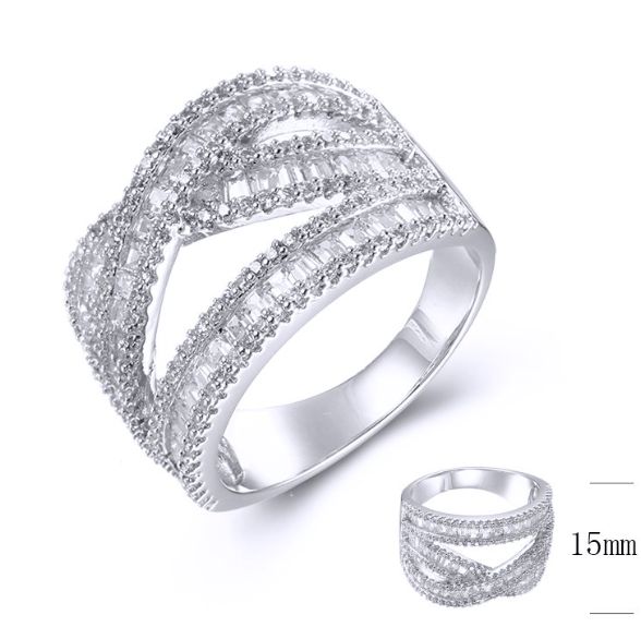 SJ38752, Ladies' Moissanite Ring, S925, Rhodium Plated, White, 6.84g