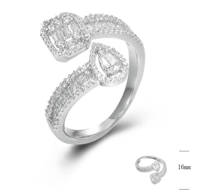 SJ45360, Ladies' Moissanite Ring, S925, Rhodium Plated, White, 4.3g