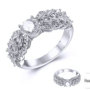 SJ38930, Ladies' Moissanite Ring, S925, Rhodium Plated, White, 4.609g