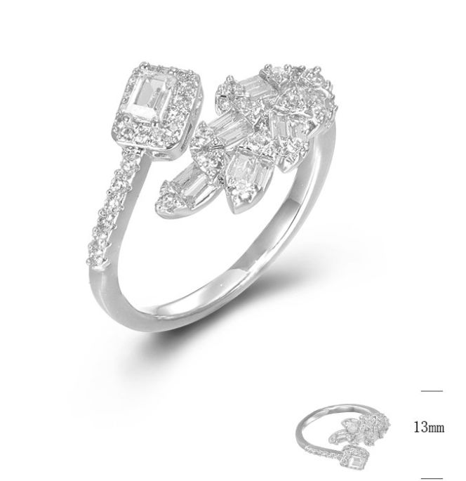 SJ45282, Ladies' Moissanite Ring, S925, Rhodium Plated, White, 2.663g