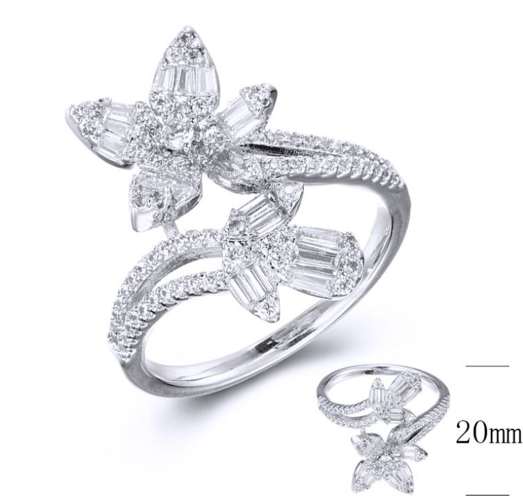 SJ36472, Ladies' Moissanite Ring, S925, Rhodium Plated, White, 3.403g