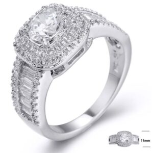 SJ23591, Ladies' Moissanite Ring, S925, Rhodium Plated, White, 4.813g