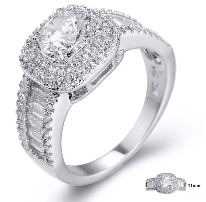 SJ23591, Ladies' Moissanite Ring, S925, Rhodium Plated, White, 4.813g