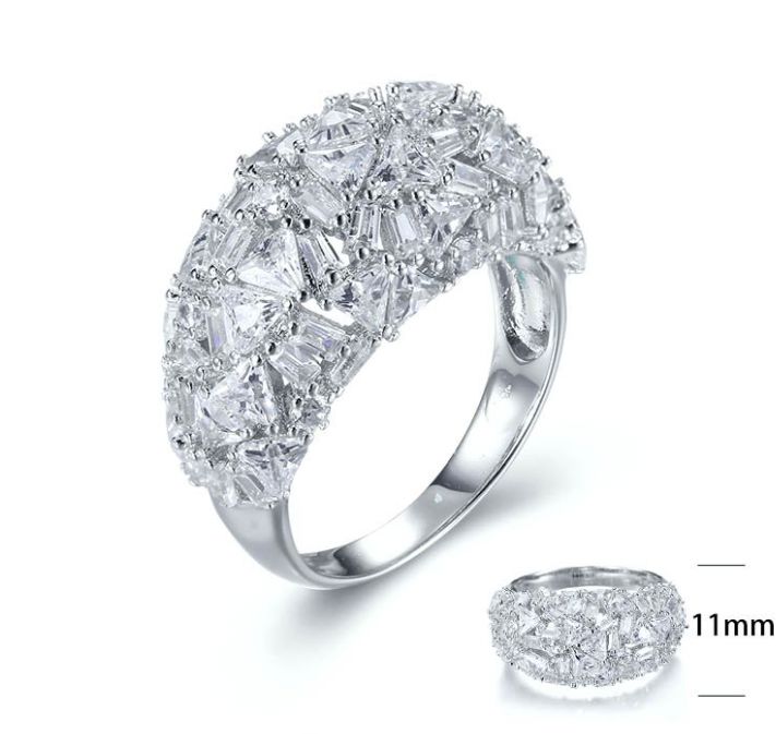 SJ28266, Ladies' Moissanite Ring, S925, Rhodium Plated, White, 6.583g