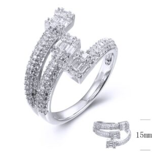SJ38031, Ladies' Moissanite Ring, S925, Rhodium Plated, White, 3.743g