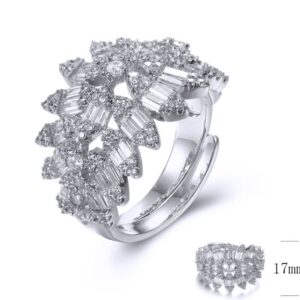 SJ34417, Ladies' Moissanite Ring, S925, Rhodium Plated, White, 5.113g