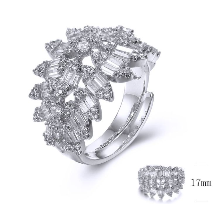 SJ34417, Ladies' Moissanite Ring, S925, Rhodium Plated, White, 5.113g