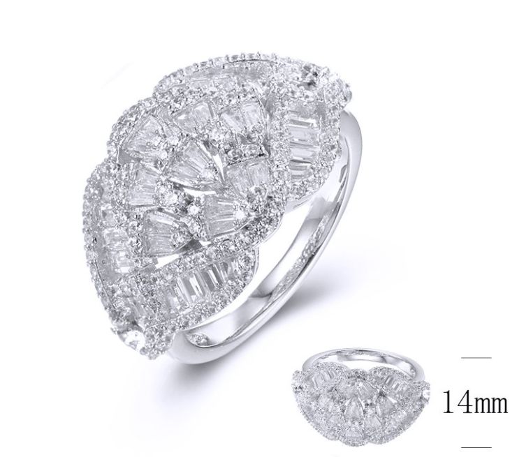 SJ36525, Ladies' Moissanite Ring, S925, Rhodium Plated, White, 5.037g