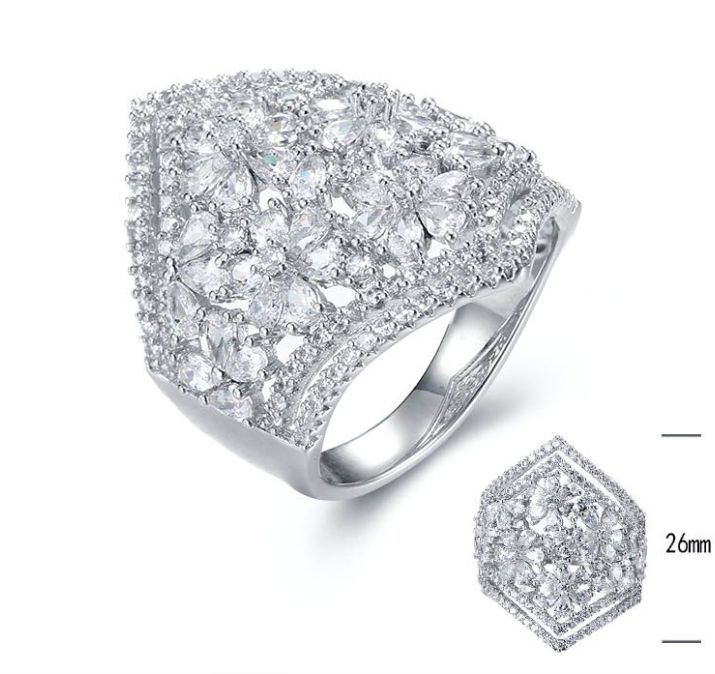 SJ30363, Ladies' Moissanite Ring, S925, Rhodium Plated, White, 6.533g
