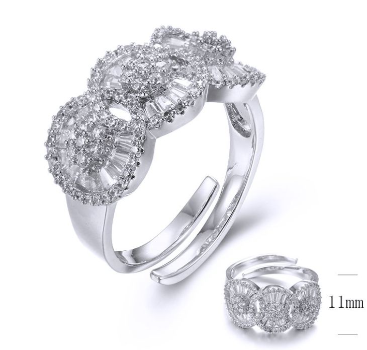 SJ34040, Ladies' Moissanite Ring, S925, Rhodium Plated, White, 4.597g