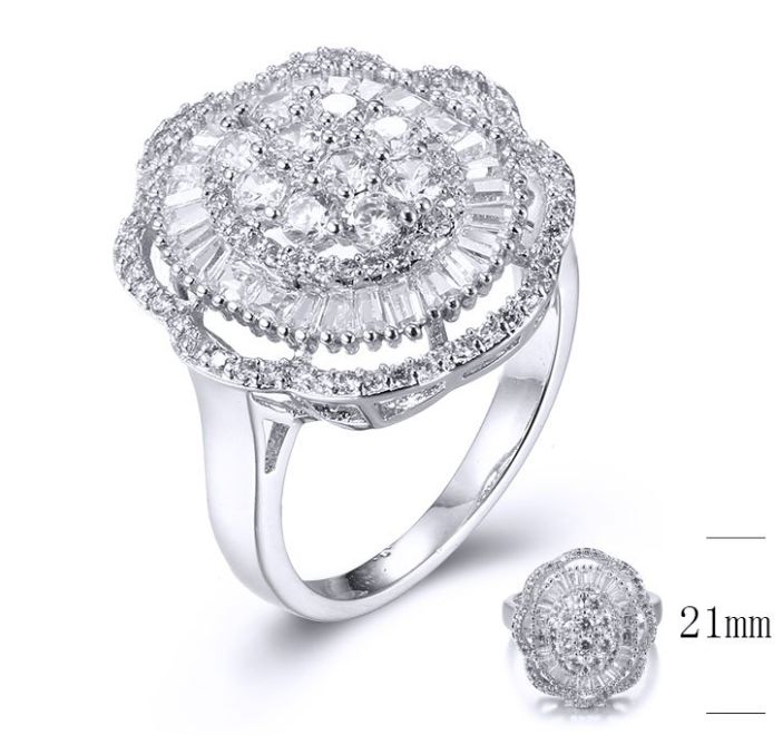SJ32529, Ladies' Moissanite Ring, S925, Rhodium Plated, White, 4.32g